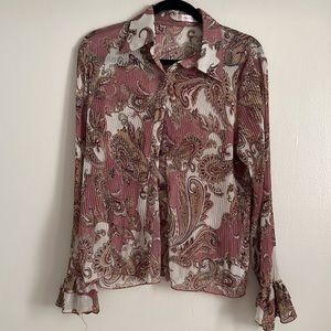 Y2K Paisley pink blouse